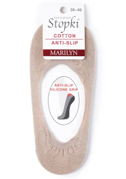 Bawełniane Stopki Damskie z Silikonem Cotton Anti-Slip Visone Marilyn
