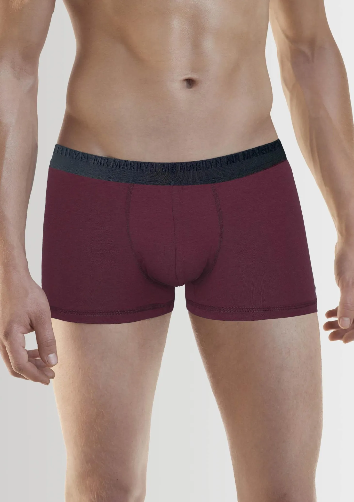 Bokserki męskie klasyczne z logowaną gumą bordowe - Boxers Pro