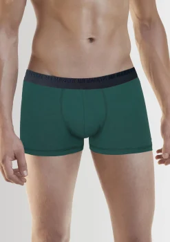 Bokserki męskie klasyczne z logowaną gumą ciemnozielone - Boxers Pro