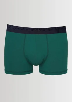 Bokserki męskie klasyczne z logowaną gumą ciemnozielone - Boxers Pro