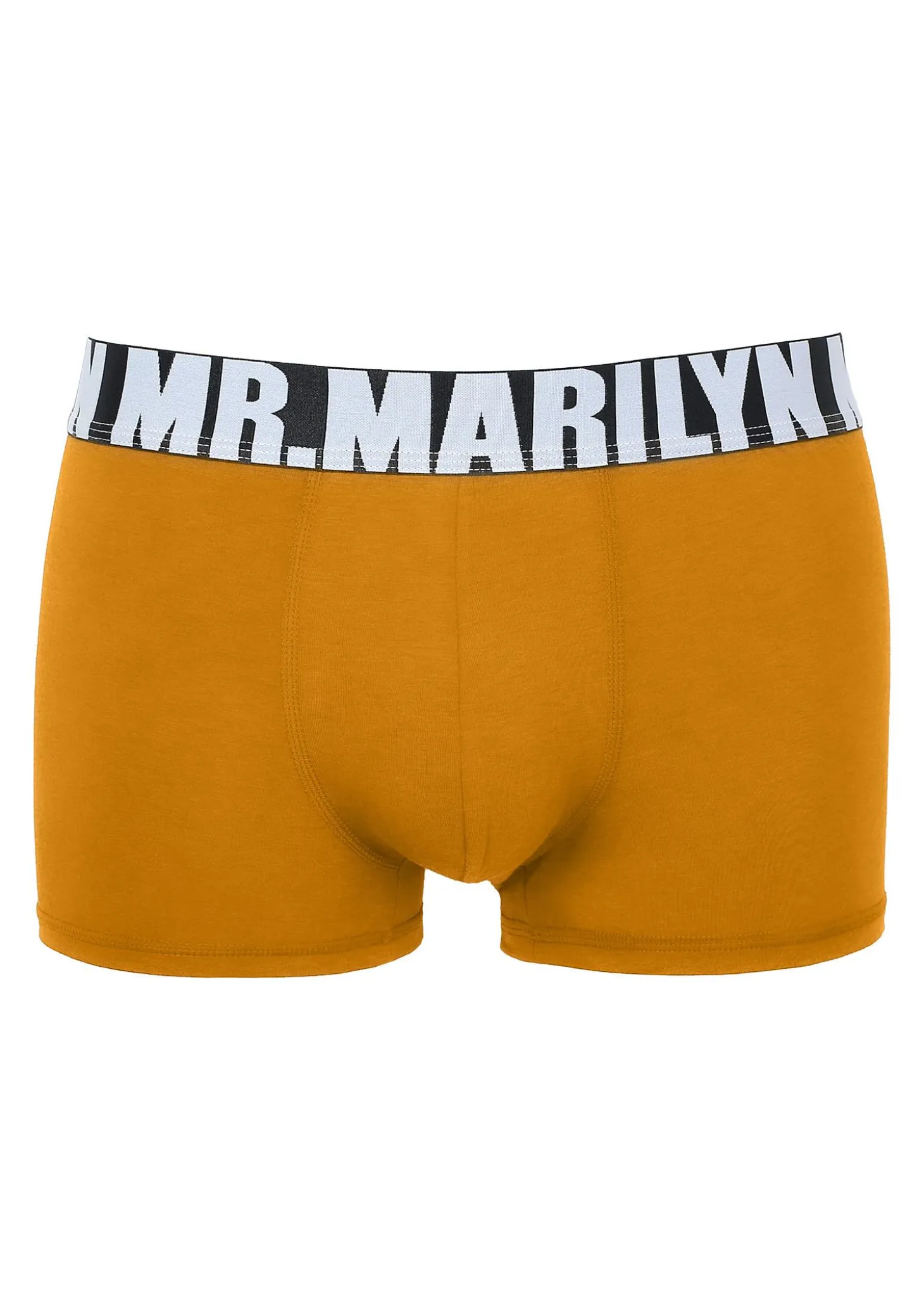 Bokserki męskie klasyczne z logowaną gumą musztardowe Letters Boxer Marilyn