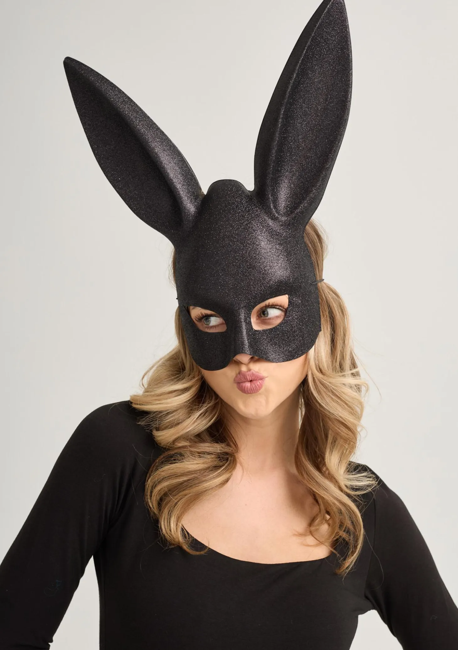 Brokatowa maska na twarz z uszami - Horny Bunny