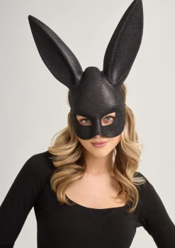 Brokatowa maska na twarz z uszami - Horny Bunny