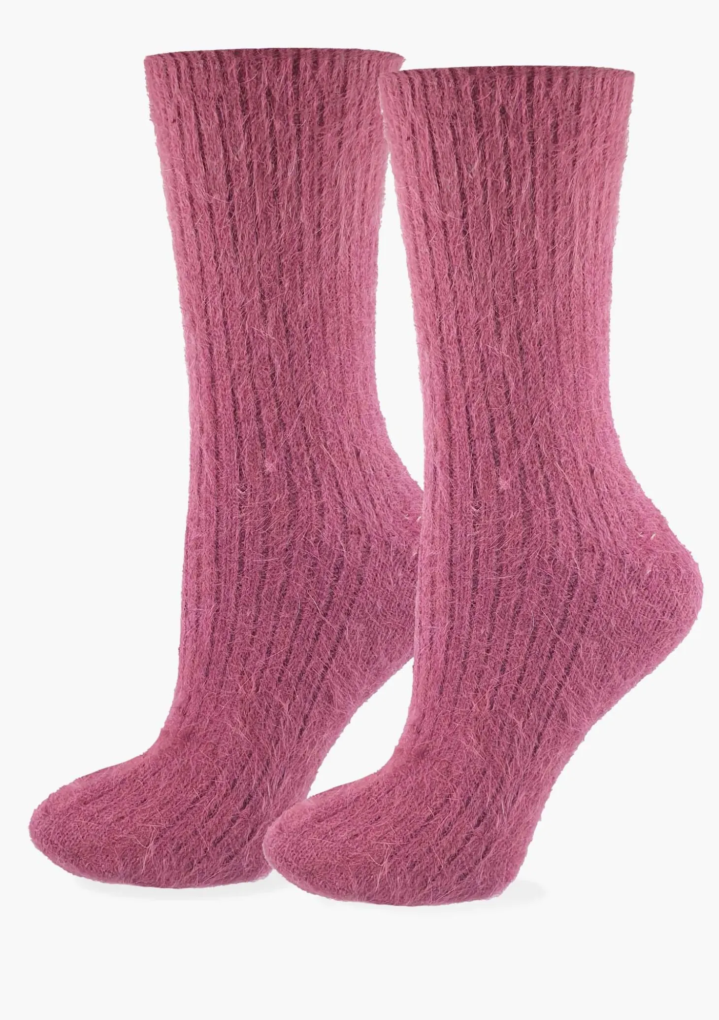 Ciepłe skarpetki damskie prążkowane z naturalnej bawełny - Angora F28