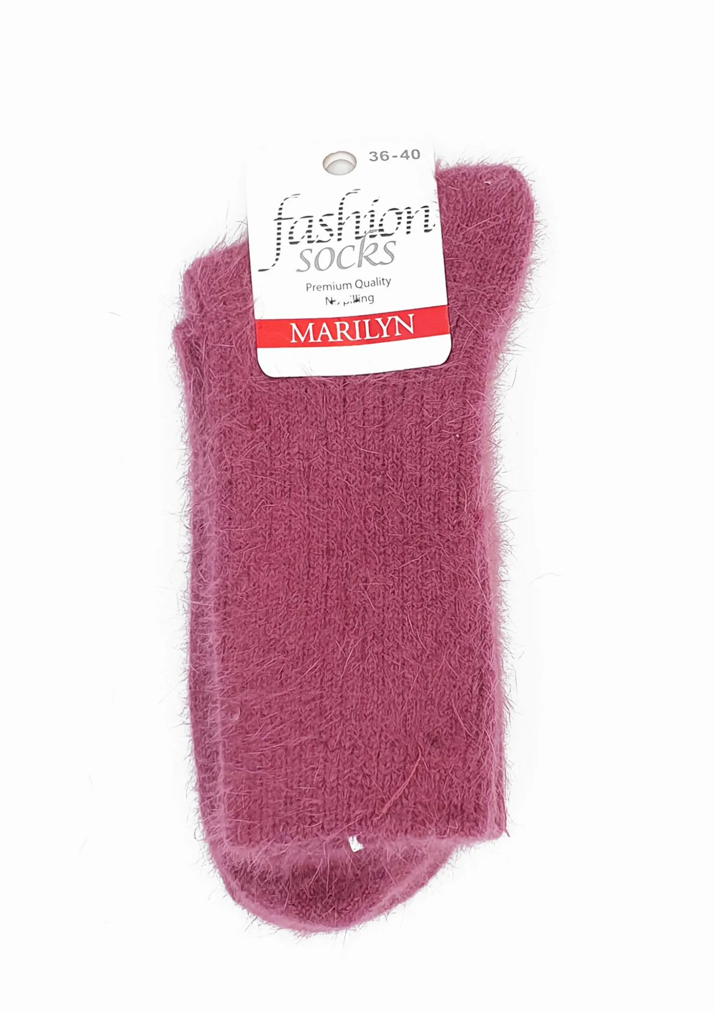 Ciepłe skarpetki damskie prążkowane z naturalnej bawełny - Angora F28