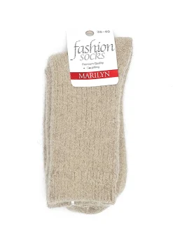 Ciepłe skarpetki damskie prążkowane z naturalnej bawełny - Angora F28