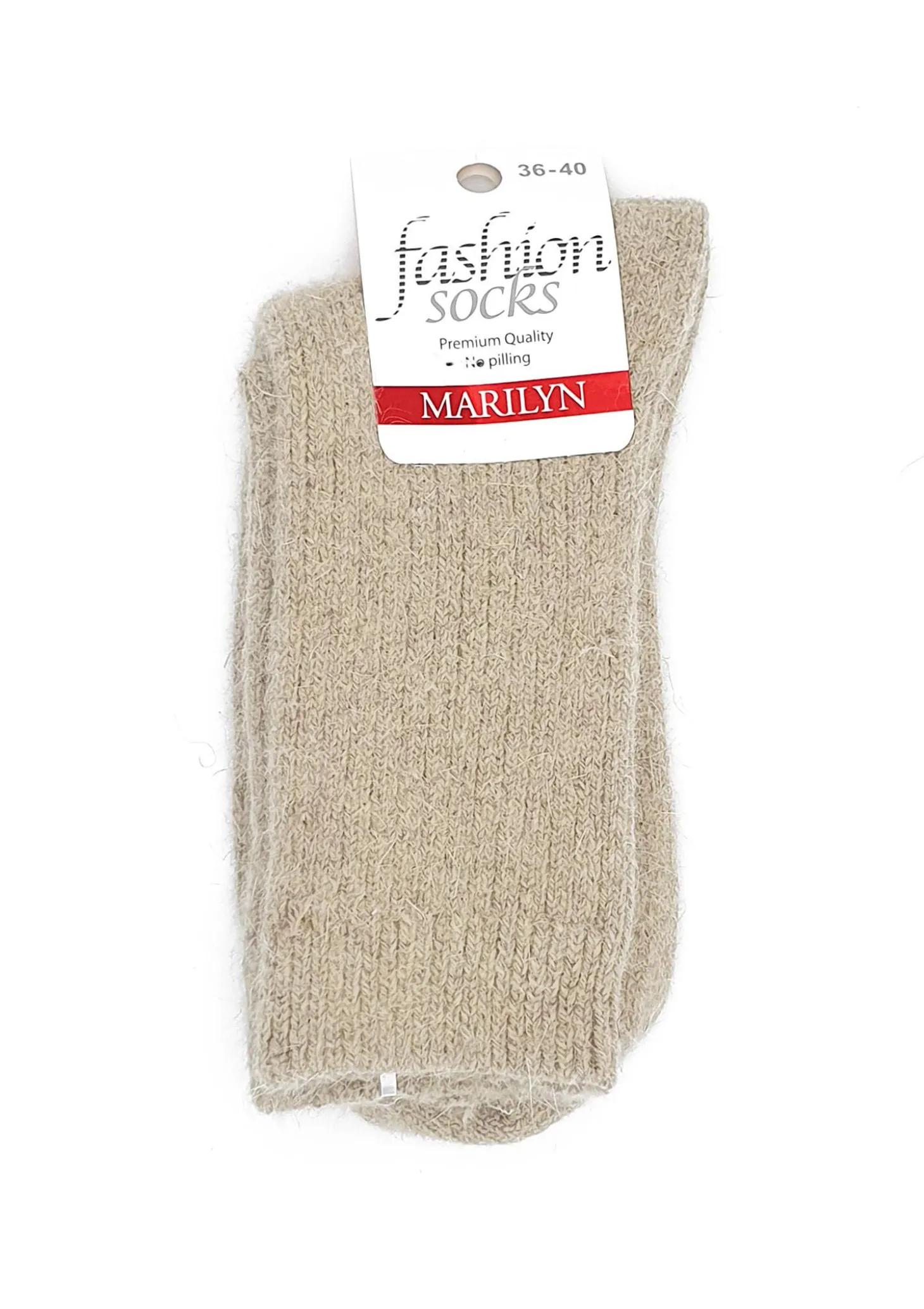 Ciepłe skarpetki damskie prążkowane z naturalnej bawełny - Angora F28