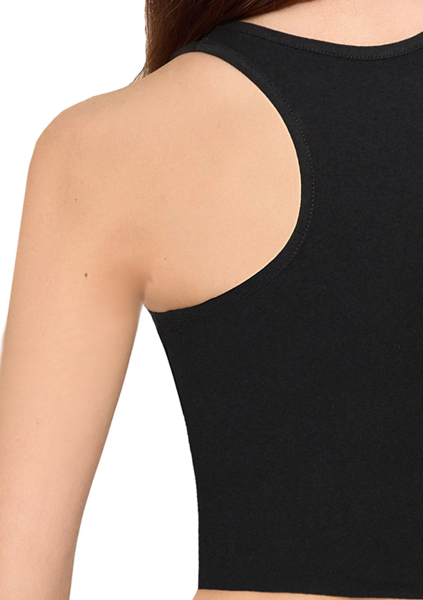 Damski top czarny bawełniany bez rękawów krótki sportowy Crop tank top