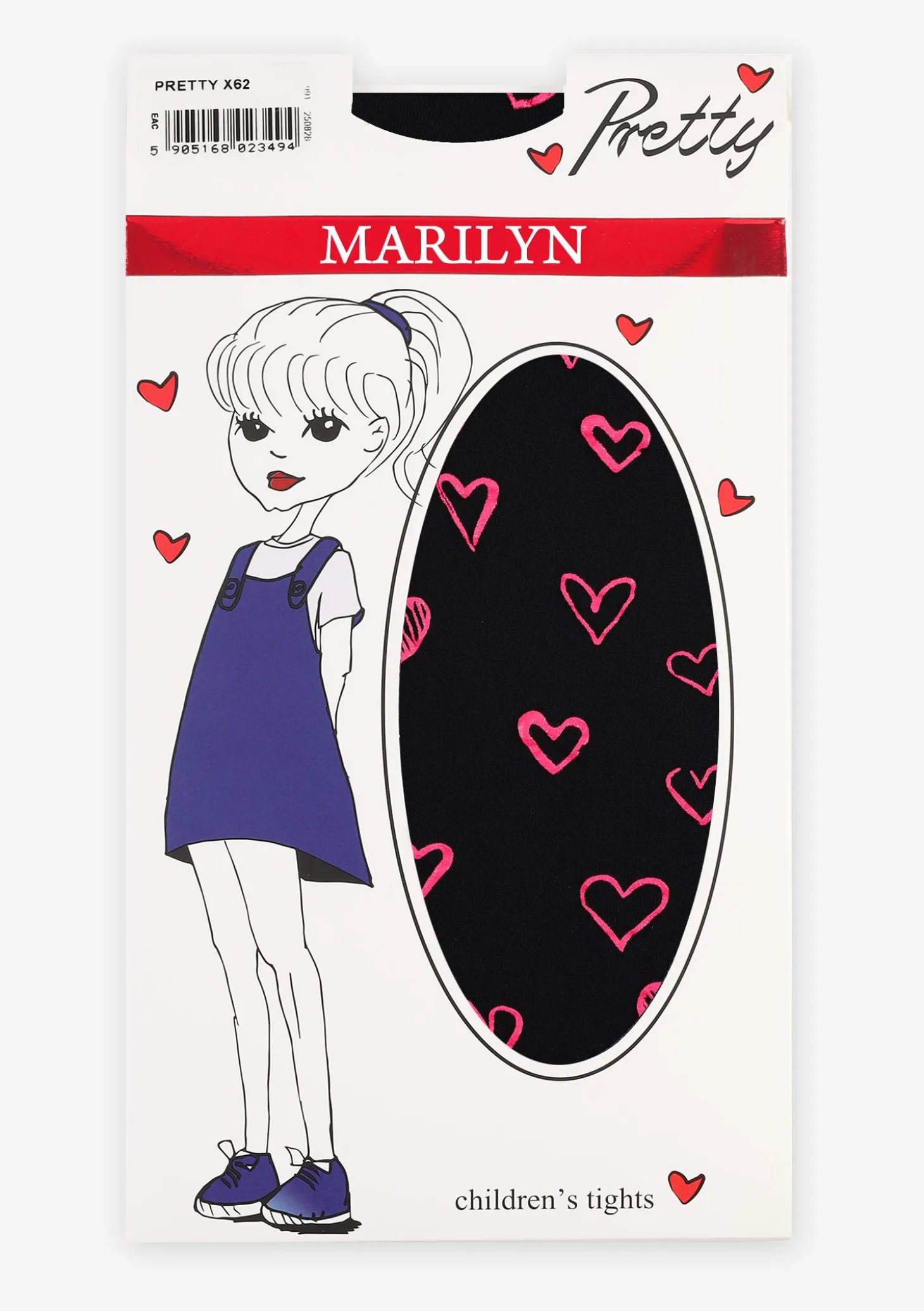 Dziecięce rajstopy w kolorowe serduszka Pretty X62 Marilyn