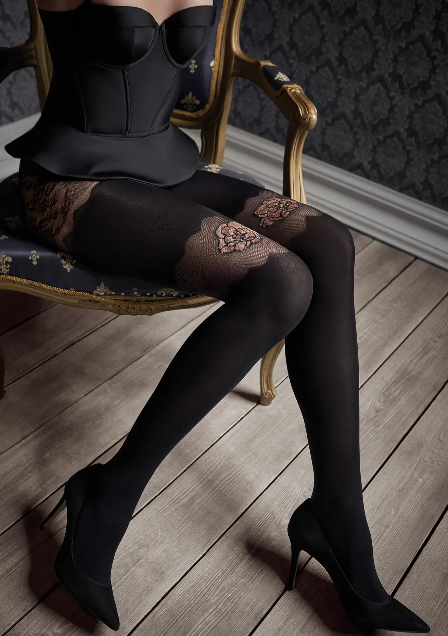 Eleganckie Rajstopy z Brokatowym Kwiatem Patrizia Gucci for Marilyn G49 Marilyn