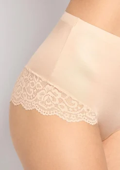 Figi damskie brazyliany z koronką delikatnie modelujące cieliste - Lace Shine Brasilian