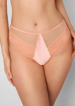 Figi damskie koronkowo satynowe w melonowym kolorze Melon Poupee Marilyn
