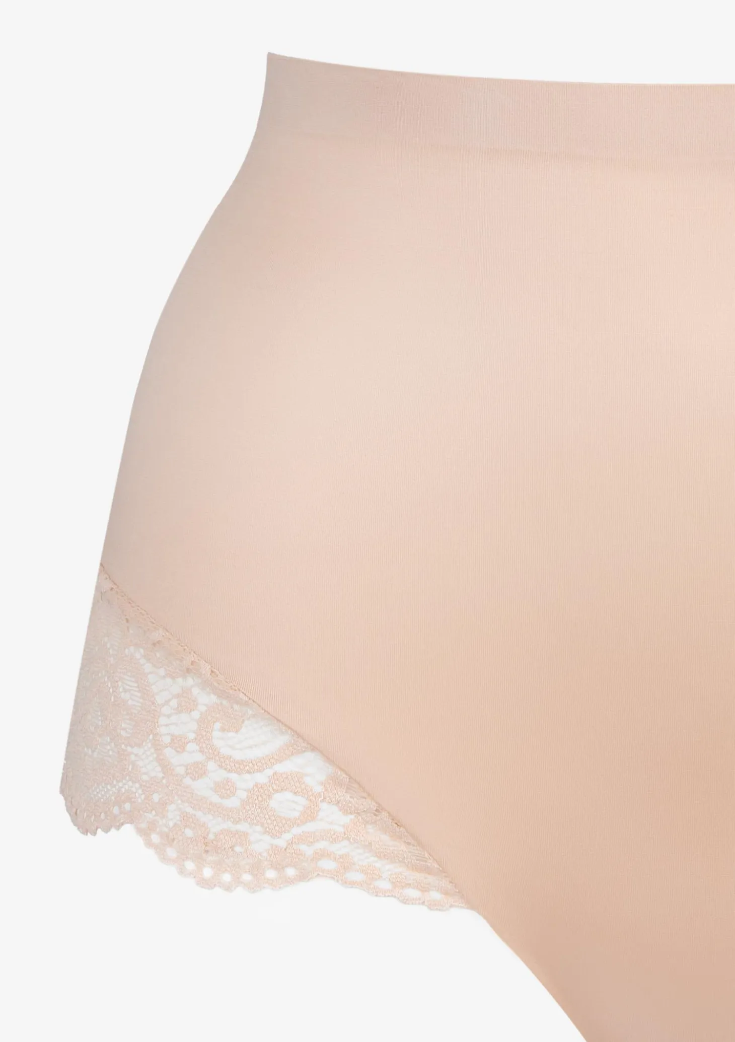Figi damskie subtelnie modelujące z koronką cieliste - Lace Shine Panty