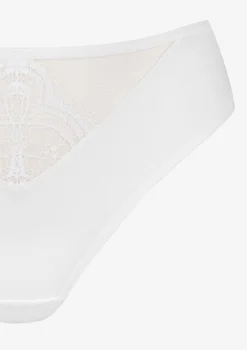 Figi damskie z elastycznego tiulu i zmysłowej koronki off white Yvonne Poupee Marilyn