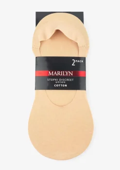 Gładkie beżowe stopki unisex z silikonem 2pak - Discreet
