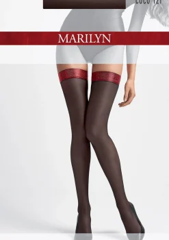 Gładkie pończochy samonośne z błyszczącą gumką Coco T21 Marilyn