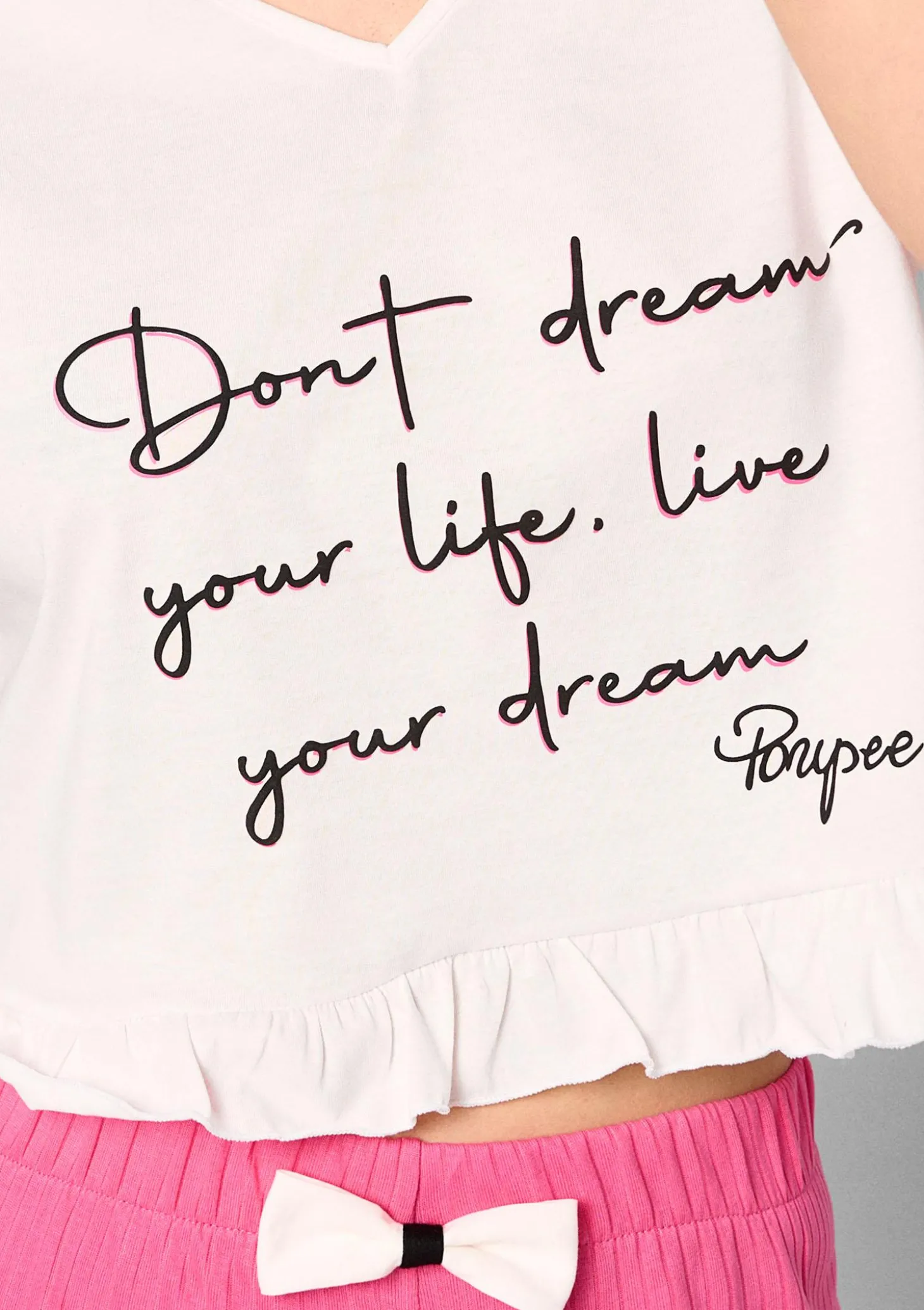Koszulka piżamowa damska z krótkim rękawkiem i napisem Dreams Poupee Marilyn