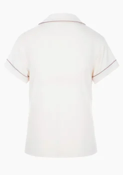 Koszulka piżamowa z ekologicznego włókna tencel krótki rękaw i haftowane logo Hannah