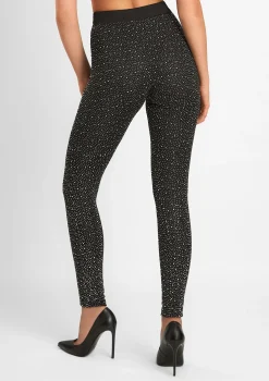 Legginsy z wysokim stanem zdobione kryształkami - Brillant