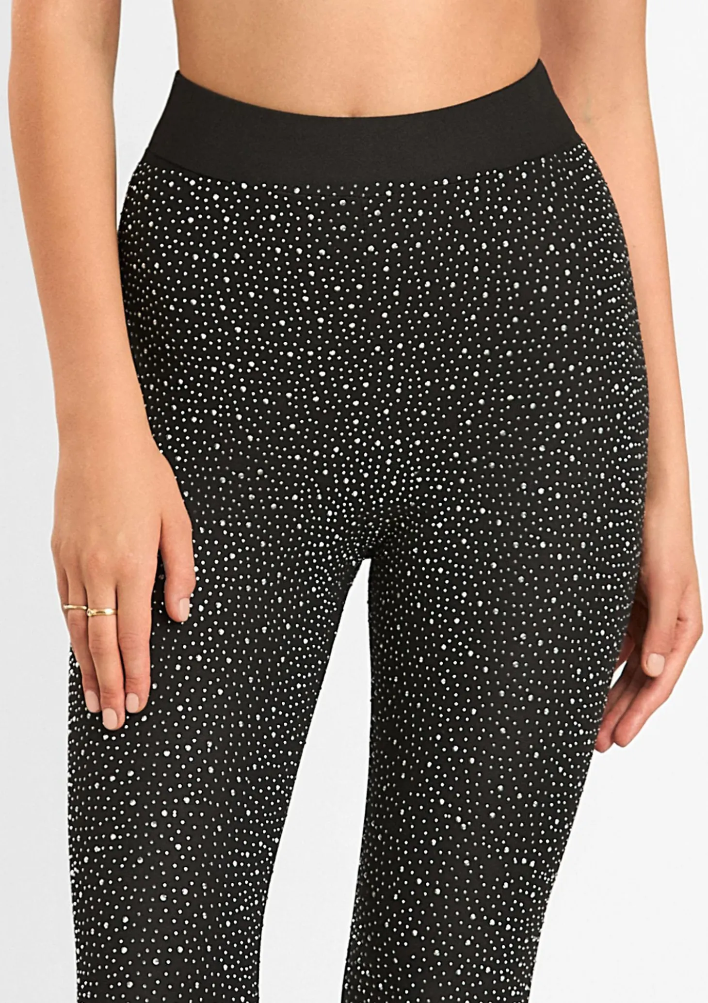 Legginsy z wysokim stanem zdobione kryształkami - Brillant