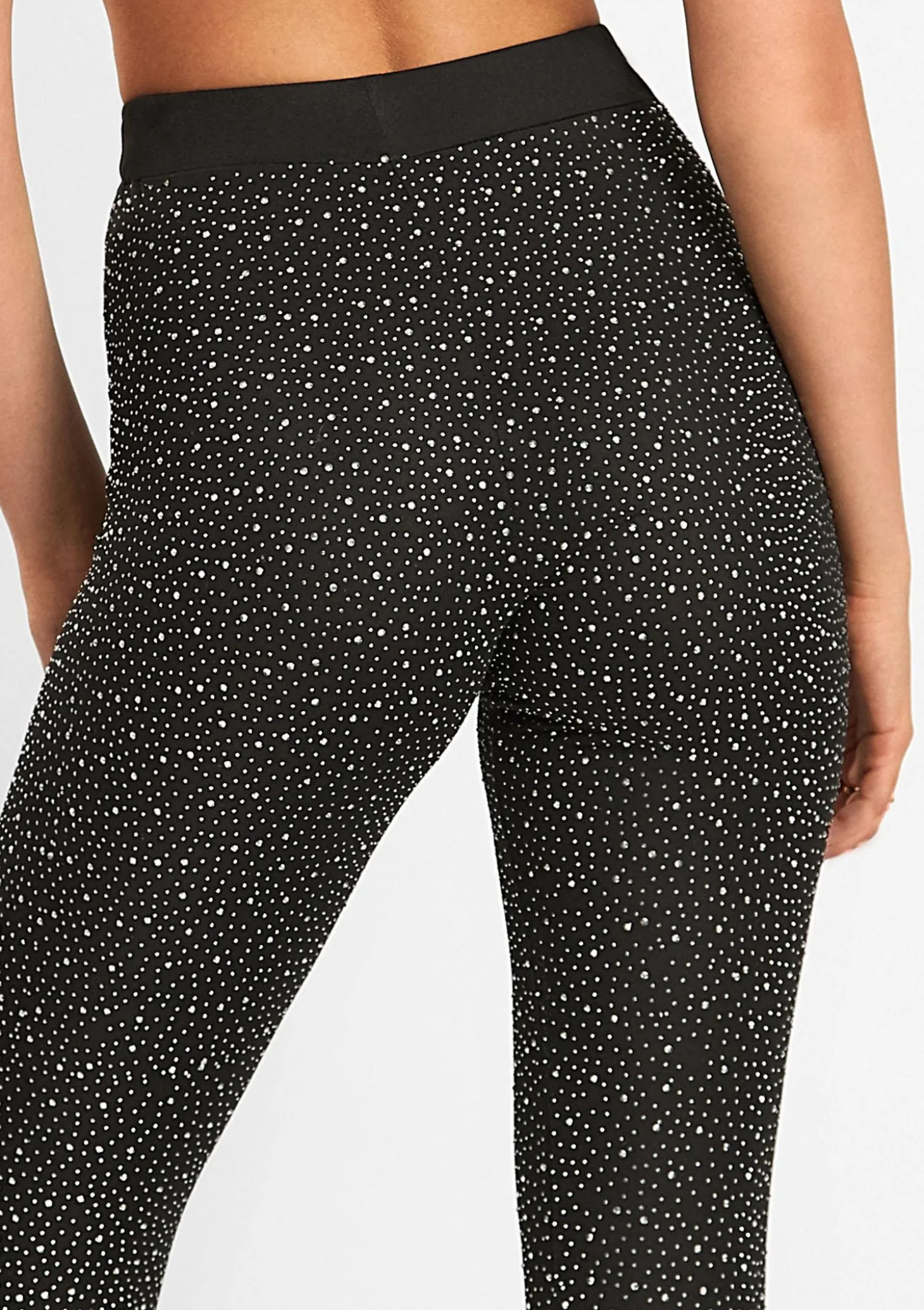 Legginsy z wysokim stanem zdobione kryształkami - Brillant
