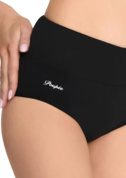 Majtki damskie czarne bawełniane z wysoką talią miękkie oddychające elastyczne Hipster High