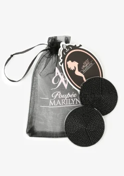 Nasutniki damskie z satyny i czarnych kryształków Black Crystal Poupee Marilyn