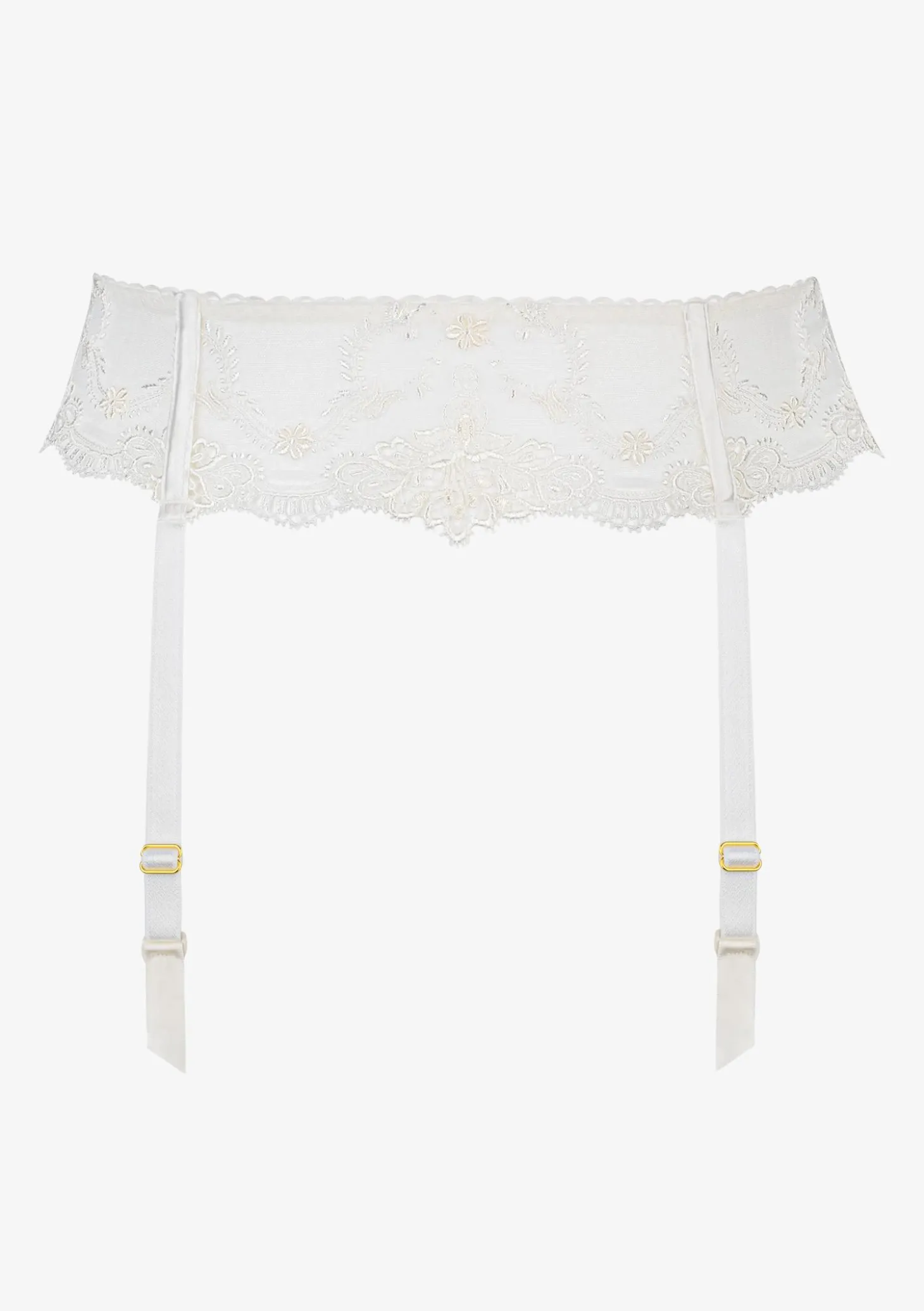 Pas do pończoch z haftowanej koronki w kolorze off white Nilla Poupee Marilyn