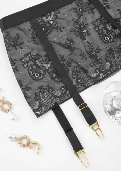 Pas do pończoch z tiulu w eleganckie florystyczne wzory WOW