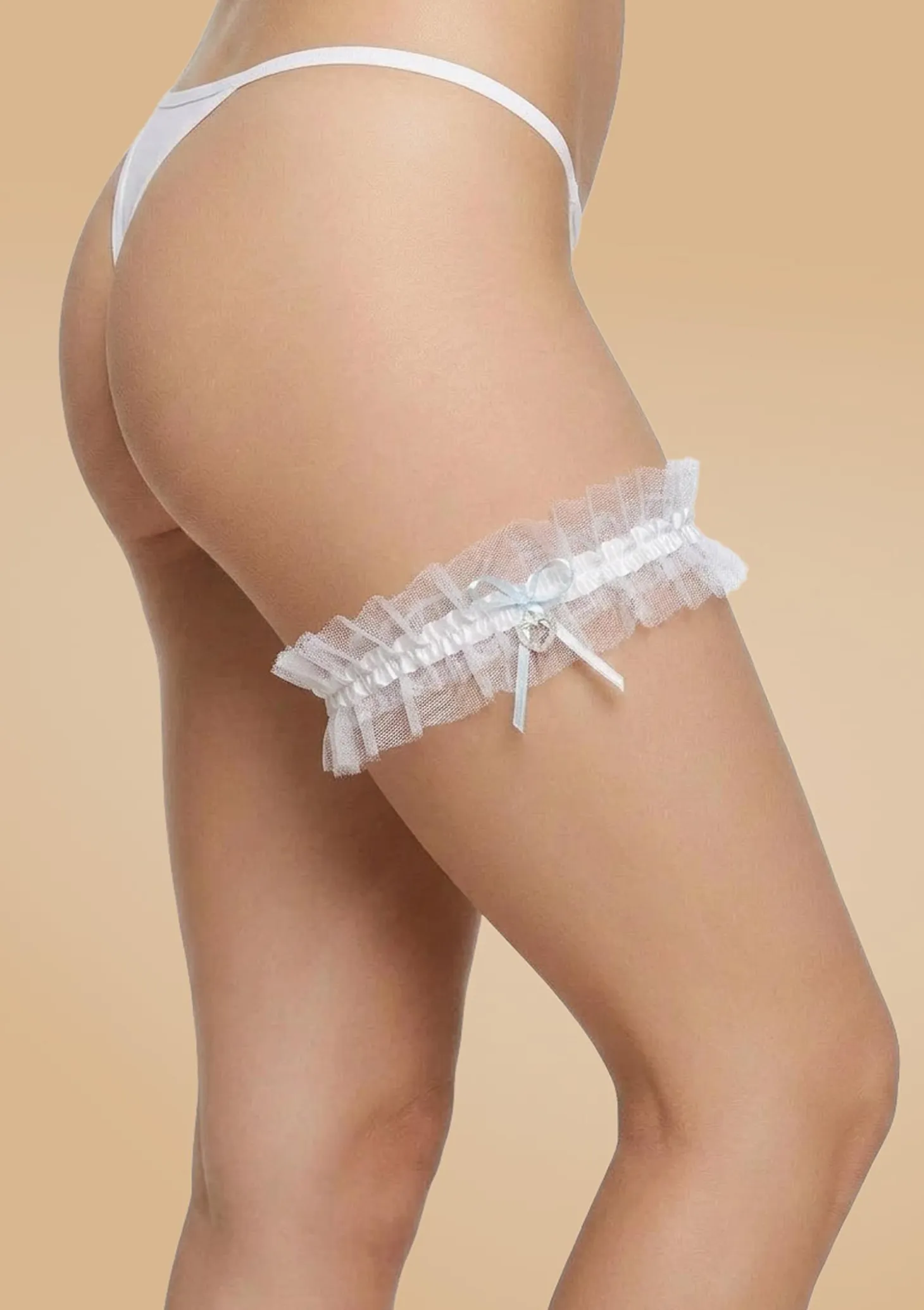 Podwiązka ślubna z biżuteryjnym dodatkiem - White Dream 01