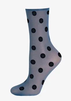 Rajstopowe cienkie skarpetki niebieskie w grochy Forte Big Dots Marilyn