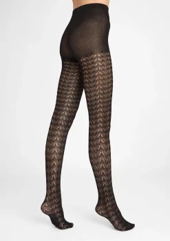 Rajstopy damskie żakardowe z włóknem bambusowym czarne Jacquard D09 Marilyn
