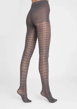 Rajstopy damskie żakardowe z włóknem bambusowym grafitowe Jacquard D09 Marilyn