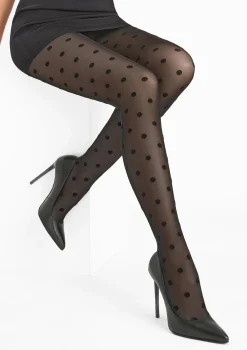 Rajstopy tiulowe w grochy z tylnym szwem - Tiul Polka Dots