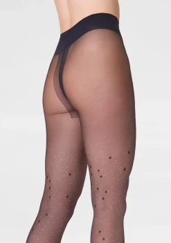 Rajstopy transparentne z brokatem w motyw gwiazdek – Allure F04