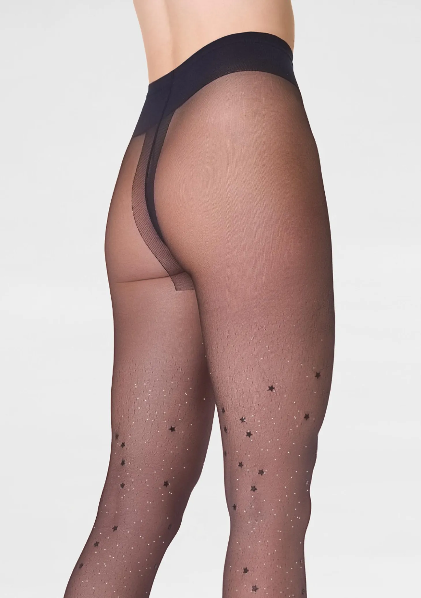 Rajstopy transparentne z brokatem w motyw gwiazdek – Allure F04