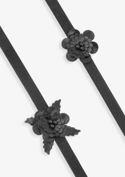 Ramiączka materiałowe z motywem róży Black Roses od Poupée Marilyn