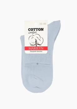Skarpetki bawełniane damskie jasnoniebieskie z komfortowym ściągaczem Cotton Classic