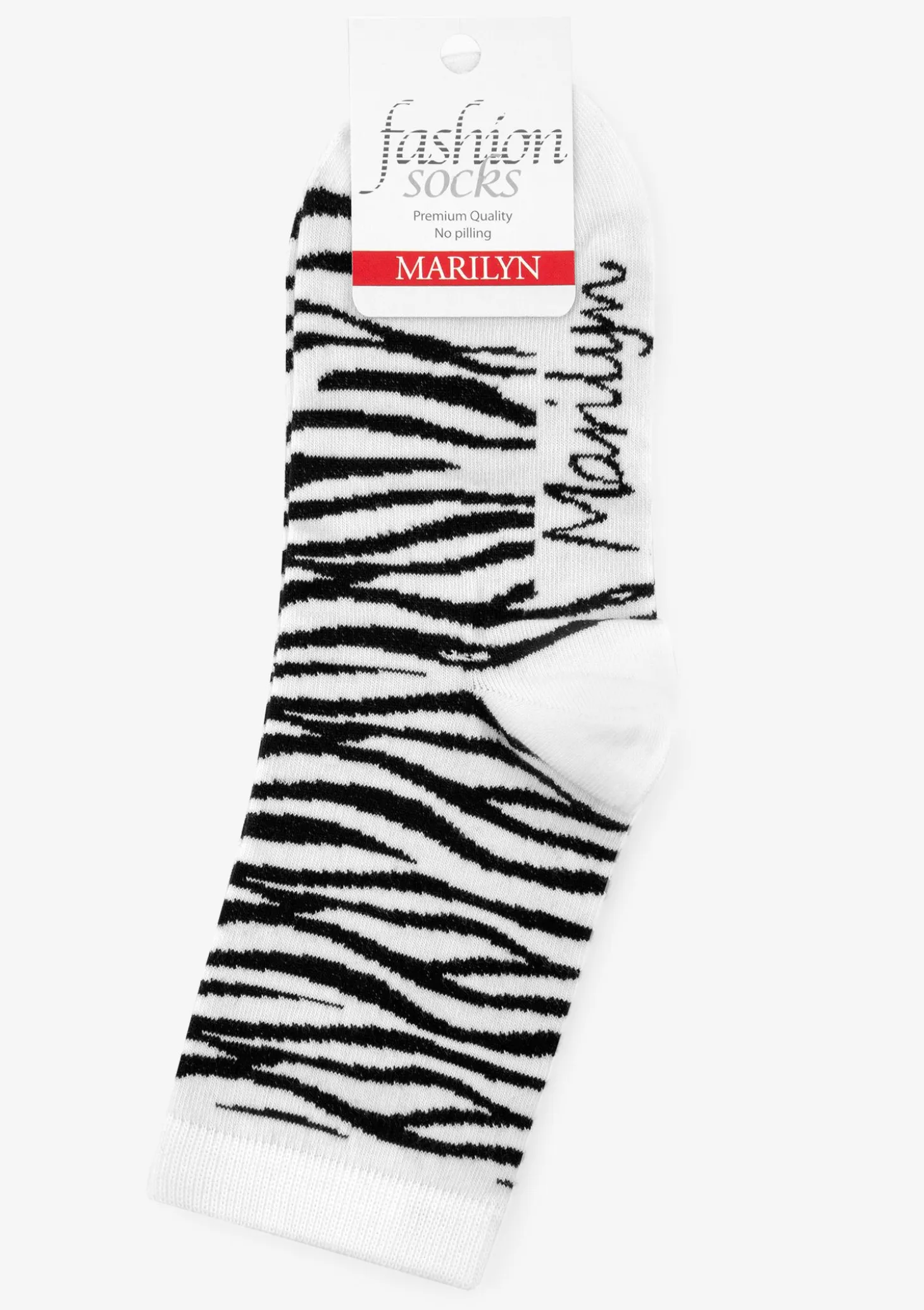 Skarpetki damskie bawełniane w modny wzór zebry Zebra Marilyn