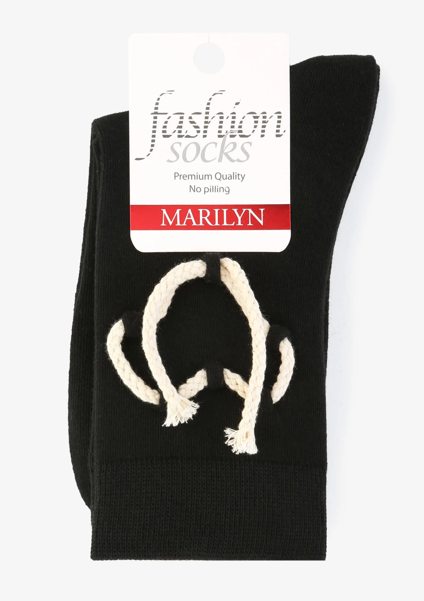 Skarpetki damskie bawełniane z oryginalnym sznurowaniem czarne B45 Marilyn