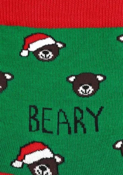 Skarpetki damskie bawełniane z grafiką świątecznych misiów Santa Pooh Marilyn
