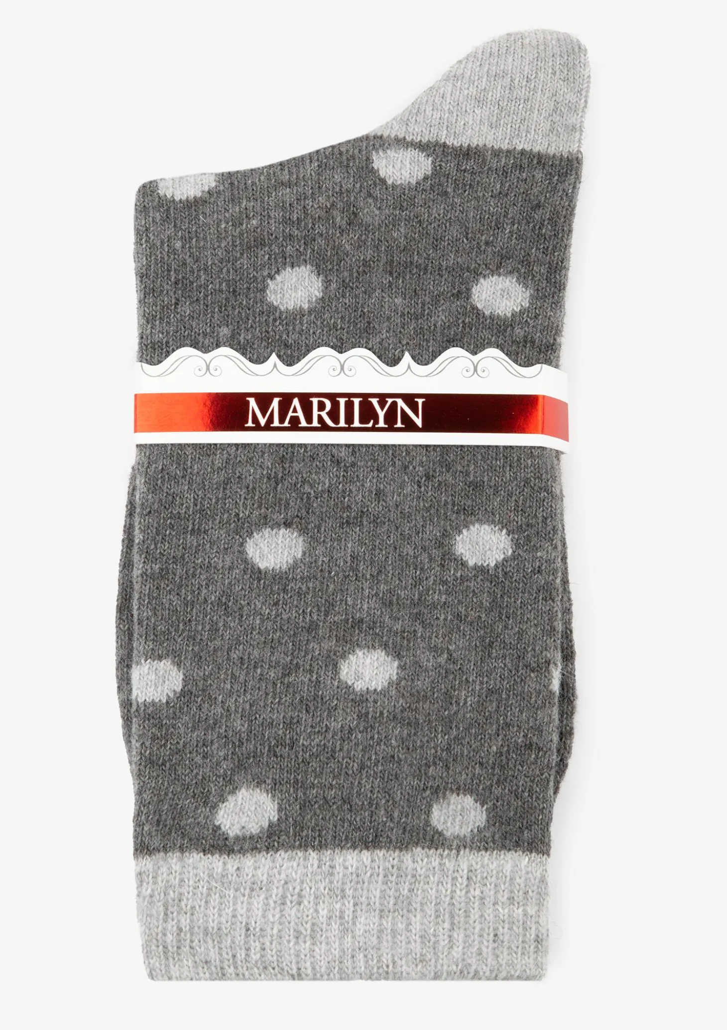 Skarpetki damskie ciepłe z angorą w stylowe groszki D32 Marilyn