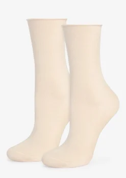 Skarpetki damskie kremowe nieuciskające tencel i jedwab Silk No Stress