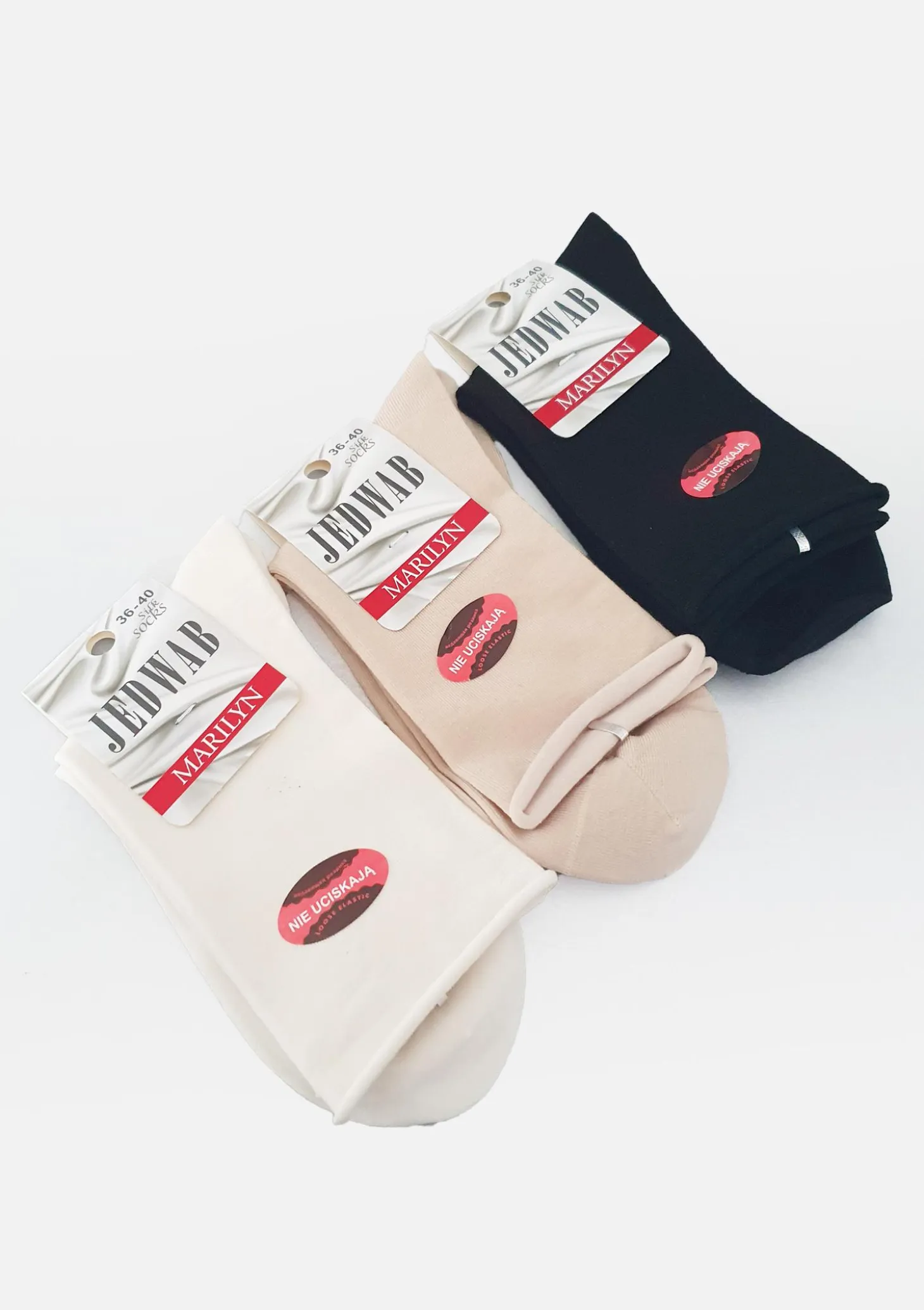 Skarpetki damskie kremowe nieuciskające tencel i jedwab Silk No Stress
