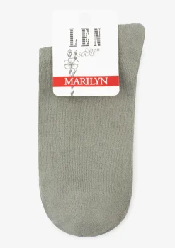 SKARPETKI DAMSKIE LNIANE KLASYCZNE W CIEPŁE PASTELOWE KOLORY MARILYN