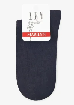 SKARPETKI DAMSKIE LNIANE KLASYCZNE W CIEPŁE PASTELOWE KOLORY MARILYN