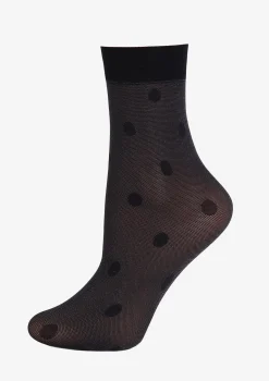 Skarpetki damskie rajstopowe w czarne grochy Forte Shine Dots Black Marilyn