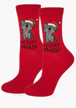 Skarpetki damskie świąteczne – Meowy Xmass
