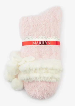 Skarpetki damskie z ciepłej i puszystej dzianiny różowe Coozy D40 Marilyn