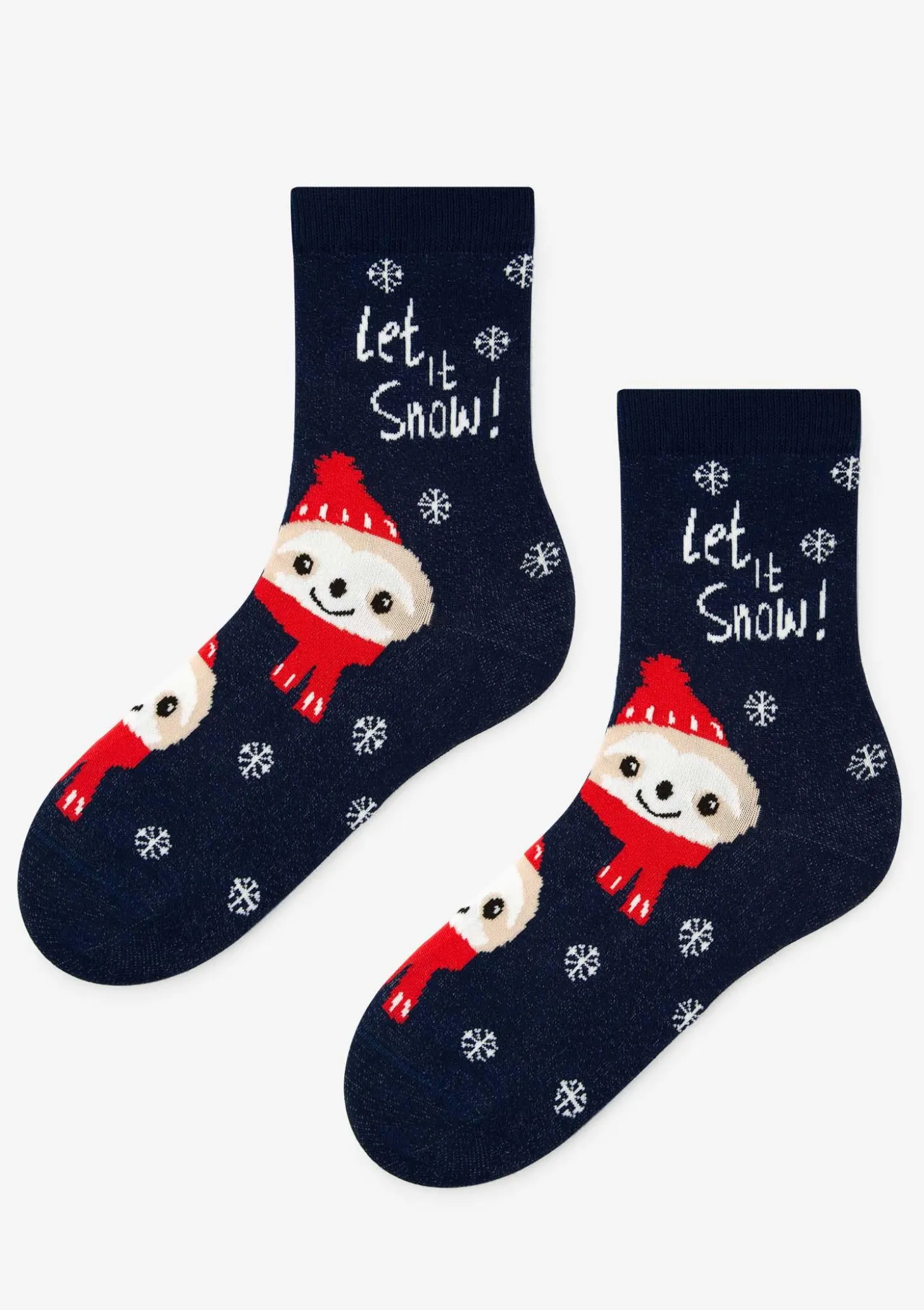 Skarpetki damskie z sympatycznymi leniwcami w czapce Mikołaja Santa Sloth Marilyn
